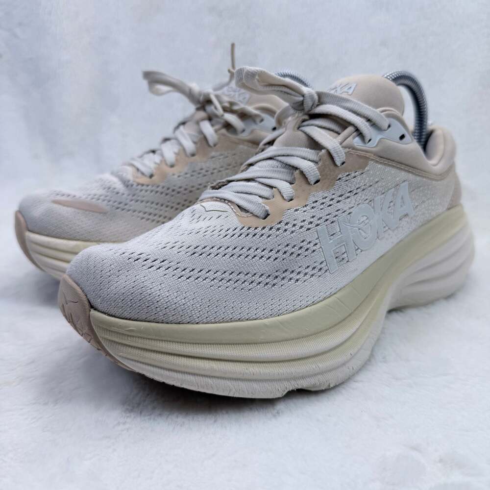 HOKA Bondi 8 Women's Oat Milk Barley Running Shoes Size 8 Max Cushion Sneakers - Picture 2 of 10